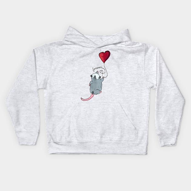 Forever: Romantic Opossum Kids Hoodie by nonbeenarydesigns